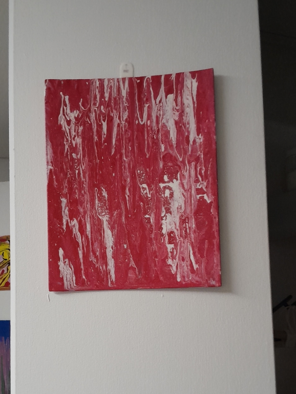 Vibrant Red and White Abstract Canvas Painting - Home Art